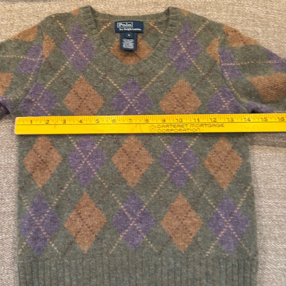 ✨POLO RALPH LAUREN V-Neck Argyle Sweater - Green, Purple, Brown - Picture 5 of 9